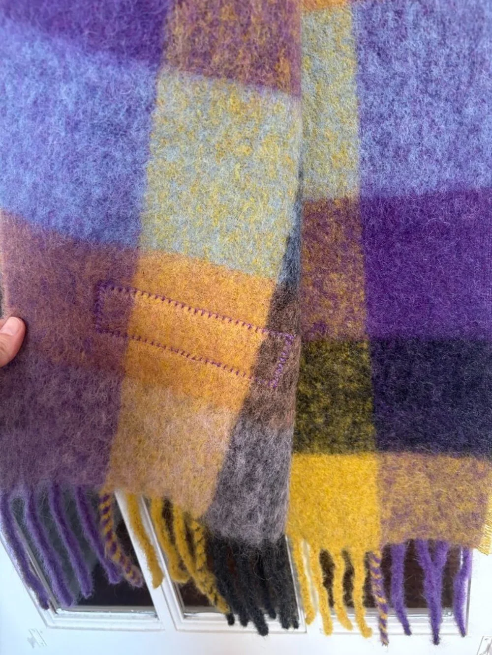 Acne Studios Purple/Yellow Mohair Checked Scarf